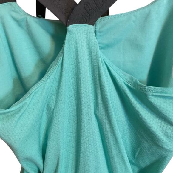 LULULEMON SPORT TANK TOP Size 6 Green Layered Bubble Hem Awareness Criss Cross - Picture 8 of 9